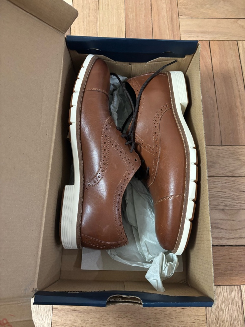 Cole Haan Men's British Tan Flexgrand Cap Toe Oxford Shoes Size 13 C40341